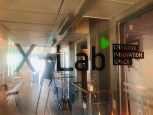 Entrance door X-lab. Photo.